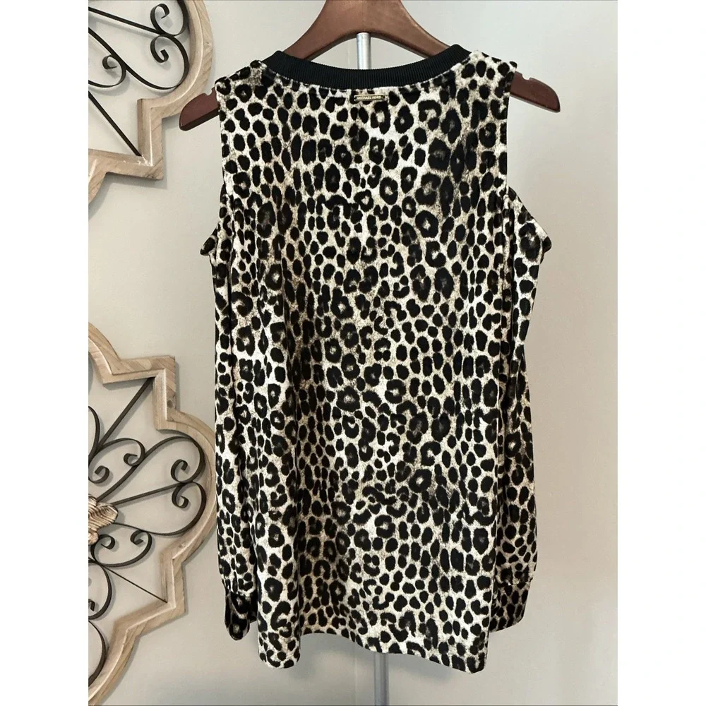 Michael Kors Women's Cold Shoulder Cheetah Print Tunic‎ Sz S $98